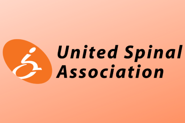 United Spinal Association logo overlaying an orange background